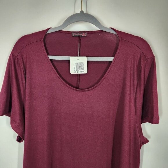Shiela Rose Short Sleeve Jersey Knee Length T-shirt Dress in Maroon -‎ Size 3X - Picture 2 of 6